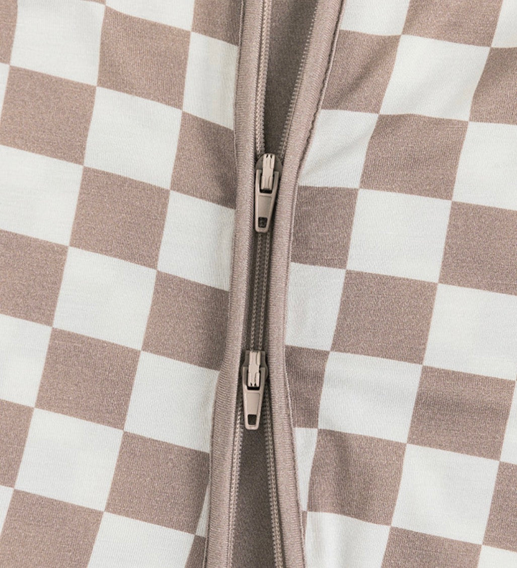 Checkered Zip Romper
