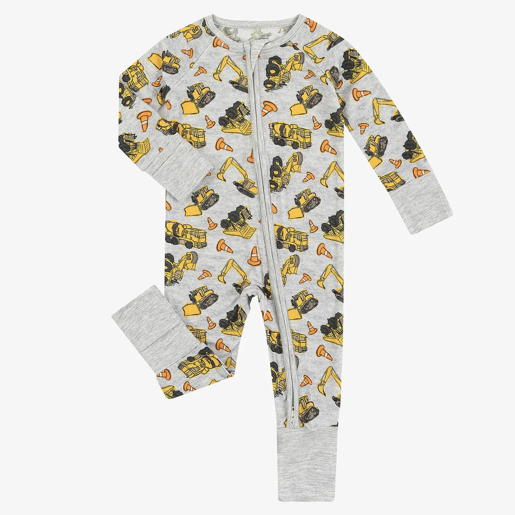 Construction Zone Bamboo Zip Romper