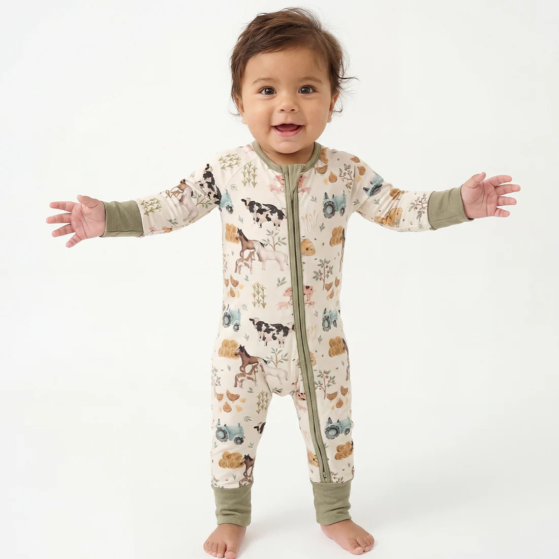 Farm Animal Zip Romper