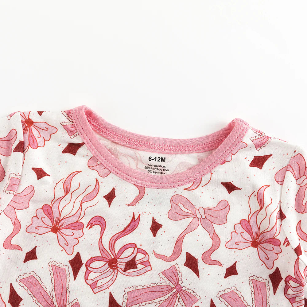 Pink Bow Bamboo Shorts & Tee Set